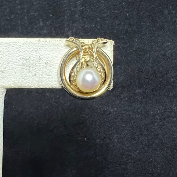 Vintage ICED 1/20 14K GF Faux Pearl Screw Back Earrings (2806) - Picture 3 of 8